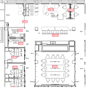 A schematic of the DOM Commons area on the 6th floor
