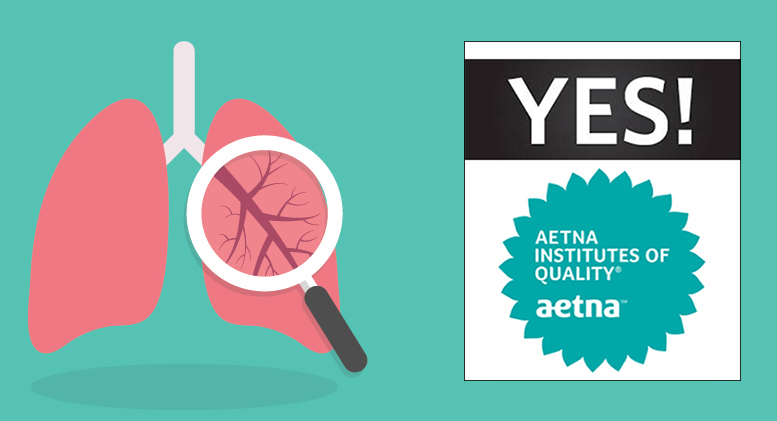 Image of lungs overlayed with 'YES!' with Aetna Institutes of Quality Seal