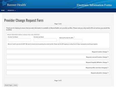 Banner provider change request form