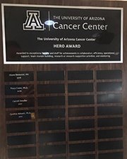 The UACC Hero Award plaque