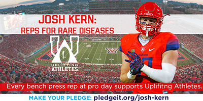 Old promotion featuring UA tight end Josh Kern for Uplifting Athletes fundraiser