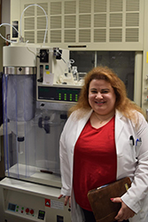 Heidi Mansour, PhD, in her lab