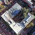 Overhead photo of the Skaggs Building and Arizona Drug Discovery Center which house a large part of the R. Ken Coit College of Pharmacy on the UArizona Health Sciences Tucson campus
