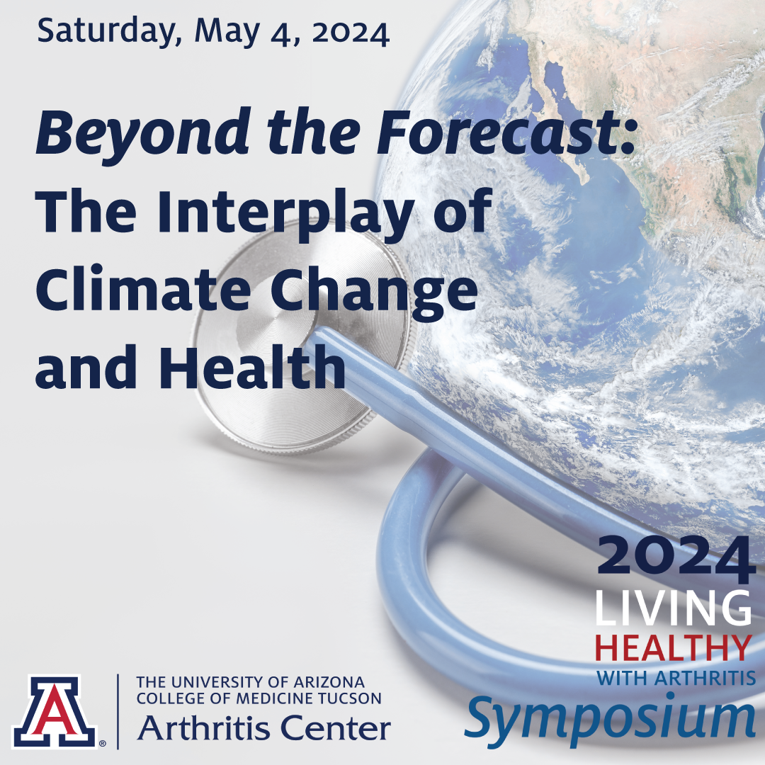 [Logo, image and title for 2024 Living Healthy With Arthritis Symposium, May 4, 2024]