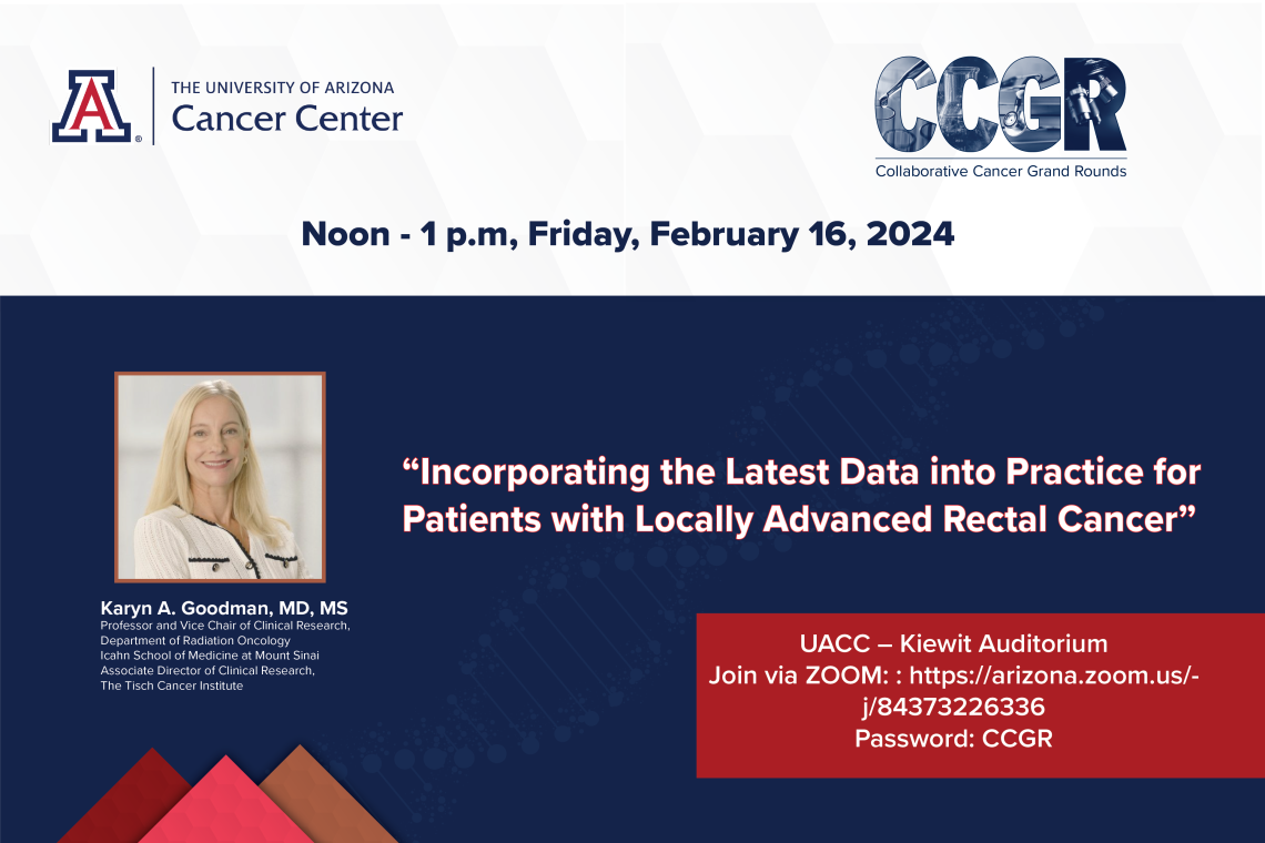 [Banner image for Collaborative Cancer Grand Rounds event with Dr. Karyn A. Goodman, Icahn School of Medicine at Mount Sinai Health System & Tisch Cancer Institute, New York]