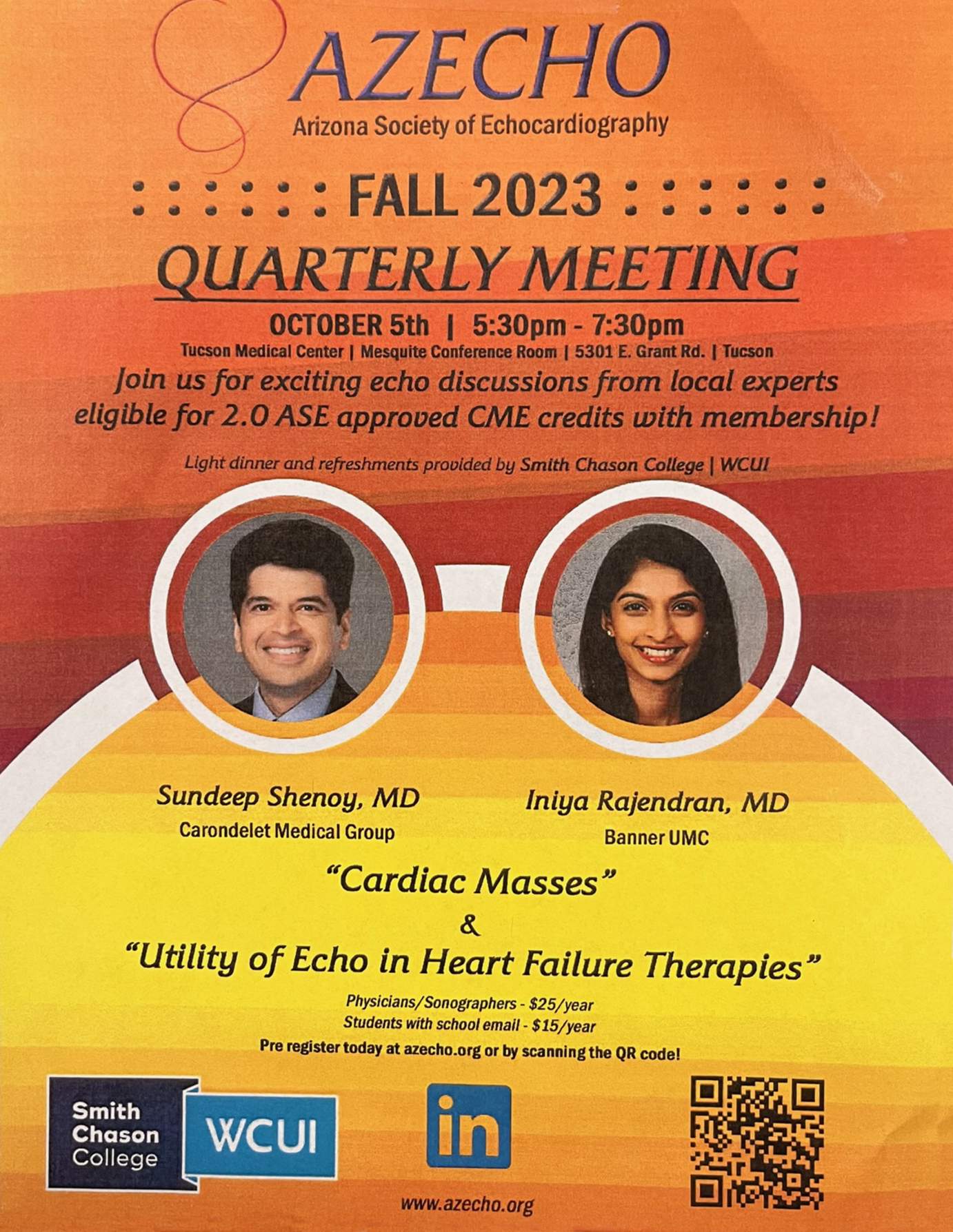[Image of flyer for Arizona Society of Echocardiography fall quarterly meeting at TMC, 10/5/23]
