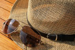 Sunglasses and hat for sun protection