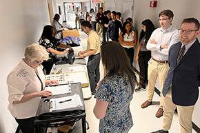 [Internal Medicine Residency Program – Tucson Campus residents gather for their first orientation, June 17, 2024, at Lecture Hall Room 5403 in the University of Arizona College of Medicine – Tucson.]