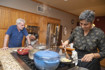 [Purnima Madhivanan, PhD, MBBS, MPH, loves to improvise when she cooks.]