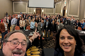 [Selfie with ACP-AZ Chapter Governor Allan Markus, MD, and 2024 Scientific Meeting chair, Indu Partha, MD, after one of the talks]