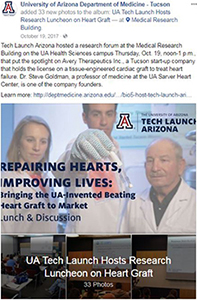 Tech Launch Research Luncheon on Heart Graft facebook post