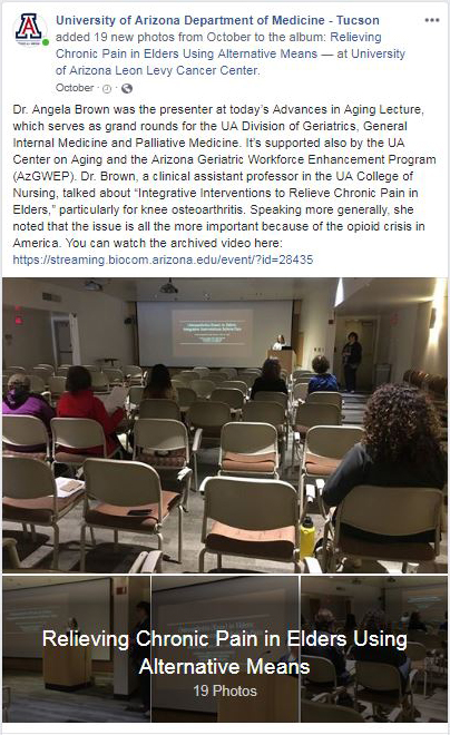 DOM Facebook photo album from Advances in Aging Lecture with Dr. Angela Brown