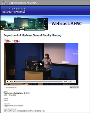 Teaser image of streaming video from DOM Fall General Faculty Meeting