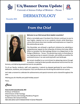 [Cover image of the December 2024 edition of the UA/Banner Derm Update newsletter]