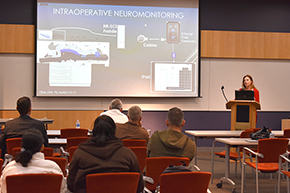 [Neurosurgery chair Dr. Julie Pilitsis presenting 02.09.24 on ‘Neuromodulation: On the Cutting Edge of Research’ at Friday Frontiers in Biomedical Science seminar at University of Arizona’s BIO5 Institute]