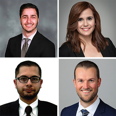 [Portraits of, clockwise from above left: Cem Dikengil, MD; Valerie Martinez Vargas, MD; Kevin Woodhams, MD; and Saqib Shami, MD]