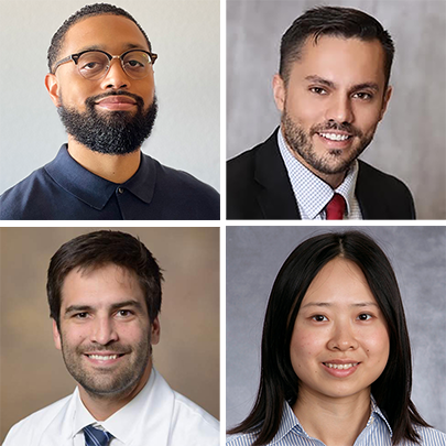 [Portraits of, clockwise from top left: Aaron J. Taylor, MD; Jordan Torres, MD; Cole W. Uhland, MD; Tingrui Wang, MD]
