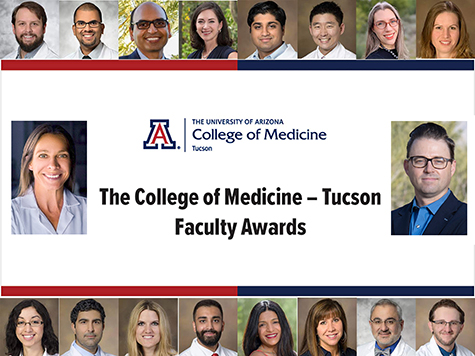 [Images of Department of Medicine faculty who won 2025 College of Medicine - Tucson  Faculty Awards presented Feb. 27 at the HSIB Forum on the U of A Health Sciences Tucson campus.]