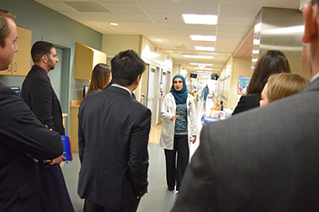 Chief Resident Laila Abu Zaid, MD, gives a tour of Banner - UMC Tucson to prospective resident candidates