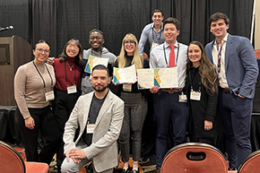 [From left, top row: U of A College of Medicine – Tucson participating students, Iliana Cosio, Laura Tran, Toluwalase Talabi, Hannah Rosch Newton, Joseph Gunderson, Alisia Tumac, and Jacob Ref; front row, kneeling: Ben Litmanovich]