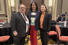 [ACP-AZ Chapter Governor Allan Markus, MD; 2024 Scientific Meeting Chair Indu Partha, MD; and the event’s keynote speaker Elisa Choi, MD]