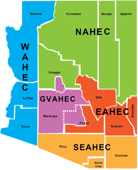 Service area map for Arizona Area Health Education Center