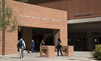 [Students entering the Arizona Health Sciences Library]