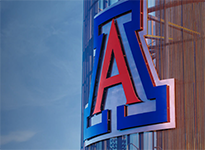 [University of Arizona block-A logo on the football stadium]