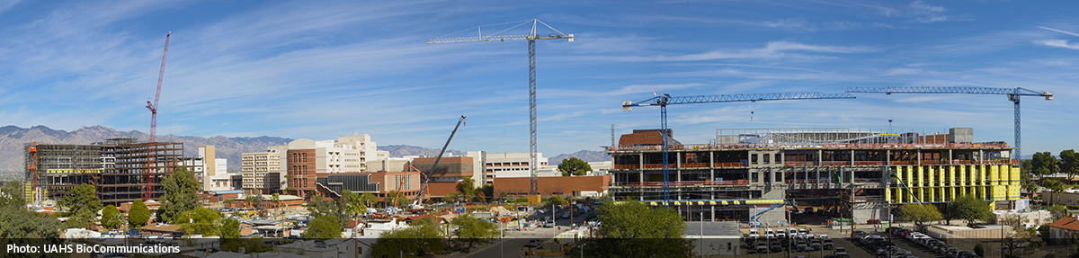 Panorama of construction across UA Health Sciences campus in Tucson