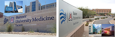 Images of Banner – University Medical Center Tucson (left) and Banner – University Medical Center South (right)