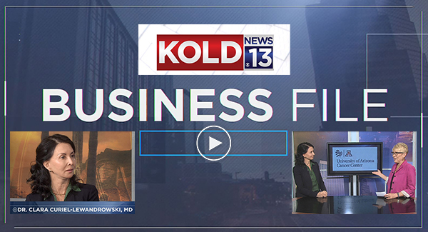 Photo collage of KOLD News-13 Business File video with Dr. Clara Curiel-Lewandrowski and Joan Lee
