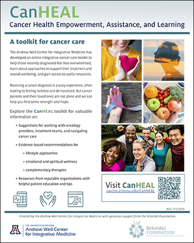 Flyer for CanHEAL program at UA Andrew Weil Center for Integrative Medicine