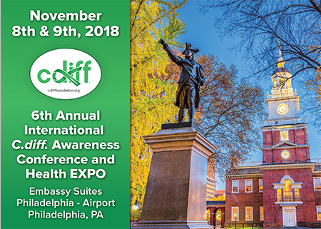 Banner promotion for 6th C. diff. Foundation 2018 International Conference & Health Expo