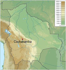 [A general map of Bolivia showing where Cochabamba is located.]