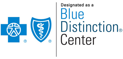 Blue Distinction Center designation with Blue Cross Blue Shield logo