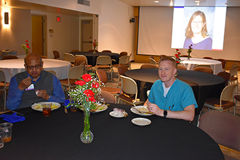 2019 Doctors Day lunch with Dr. Christina Laukaitis on the big screen