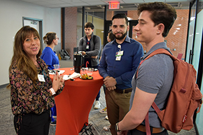 [DOM Vice Chair for Education, Dr. Amy Sussman, who’s also the DOM Clerkship director and Nephrology Fellowship director, shares her insights with students at the Internal Medicine Student Meet-and-Greet.]