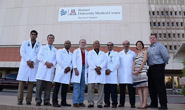 [Pancreatic care team at Banner – University Medical Center Tucson, with John T. Cunningham, MD, fourth from left]
