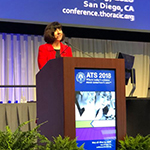 Dr. Monica Kraft accepts achievement award at ATS 2018