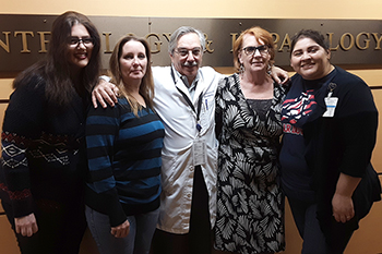 Dr. Goldschmid with GI administrative staff Kathyrn Sepulveda, Lisa Laughlin, Linda Gonzalez and Carmen Mendoza