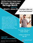 Image of flyer for Dr. Michael Johnson's talk for African American Heritage Month (click to enlarge)