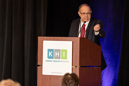 Dr. Prabir Roy-Chaudhury, immediate past co-chairman of the Kidney Health Initiative, speaks at the Sixth Annual KHI Stakeholders Meeting, which took place May 14-15, 2018, in Silver Springs, Md.