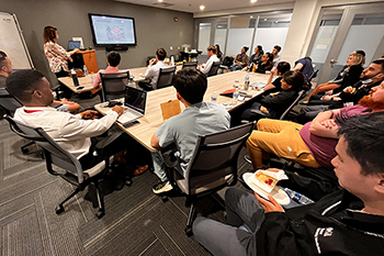 [Dr. Saher Khalid instructing internal medicine residents on emphysema and bronchitis in April 2024.]