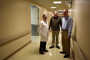 Dr. Tom Boyer with then GI chief Dr. Steve Goldschmid, and Infectious Diseases chief, Dr. Steve Klotz