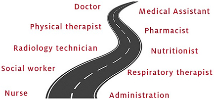 Illustration of different pathways in health career fields
