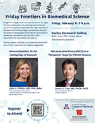 [Flyer for Friday Frontiers in Biomedical Science seminar with Drs. James Liao and Julie Pilitsis, of the University of Arizona College of Medicine – Tucson, as presenters, 02.09.24]