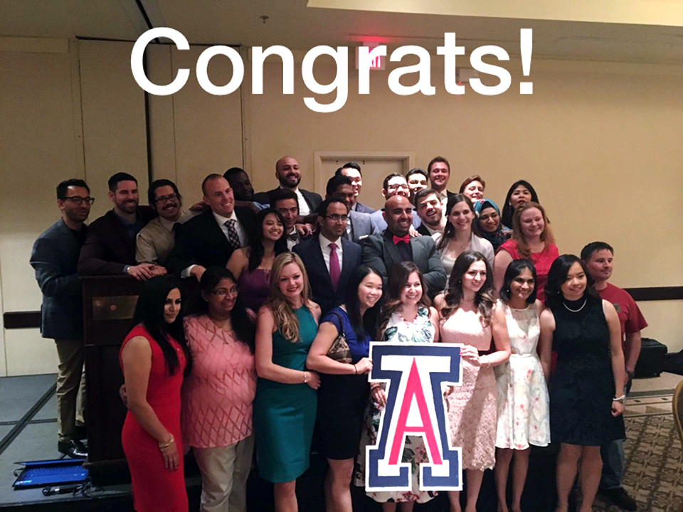 Congrats group photo for UA South Campus internal medicine residents