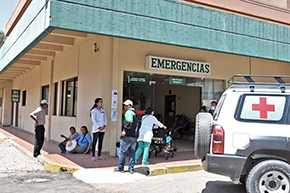 [The Emergency Room entrance at the Hospital Clínico Viedma in Cochabamba, Bolivia]