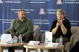 [Dr. Julia Jernberg (right) came to broader media attention due to a quote she gave as a geriatrician in a KJZZ story on the dire impact of extreme heat on the elderly due to diminished abilty of their bodies to keep cooler.]