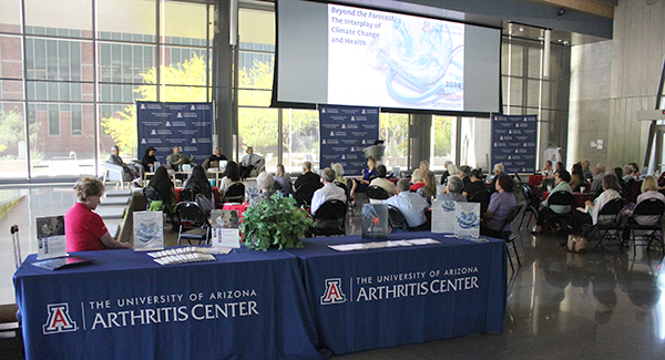 [The panel discussion on climate change and health gets underway at the 2024 Living Healthy With Arthritis Symposium, hosted by the UArizona Arthritis Center and Division of Rheumatology]